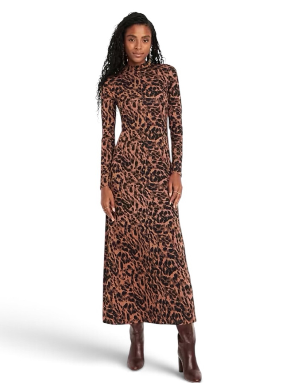 OLD NAVY Brown Leopard Print Maxi Dress
